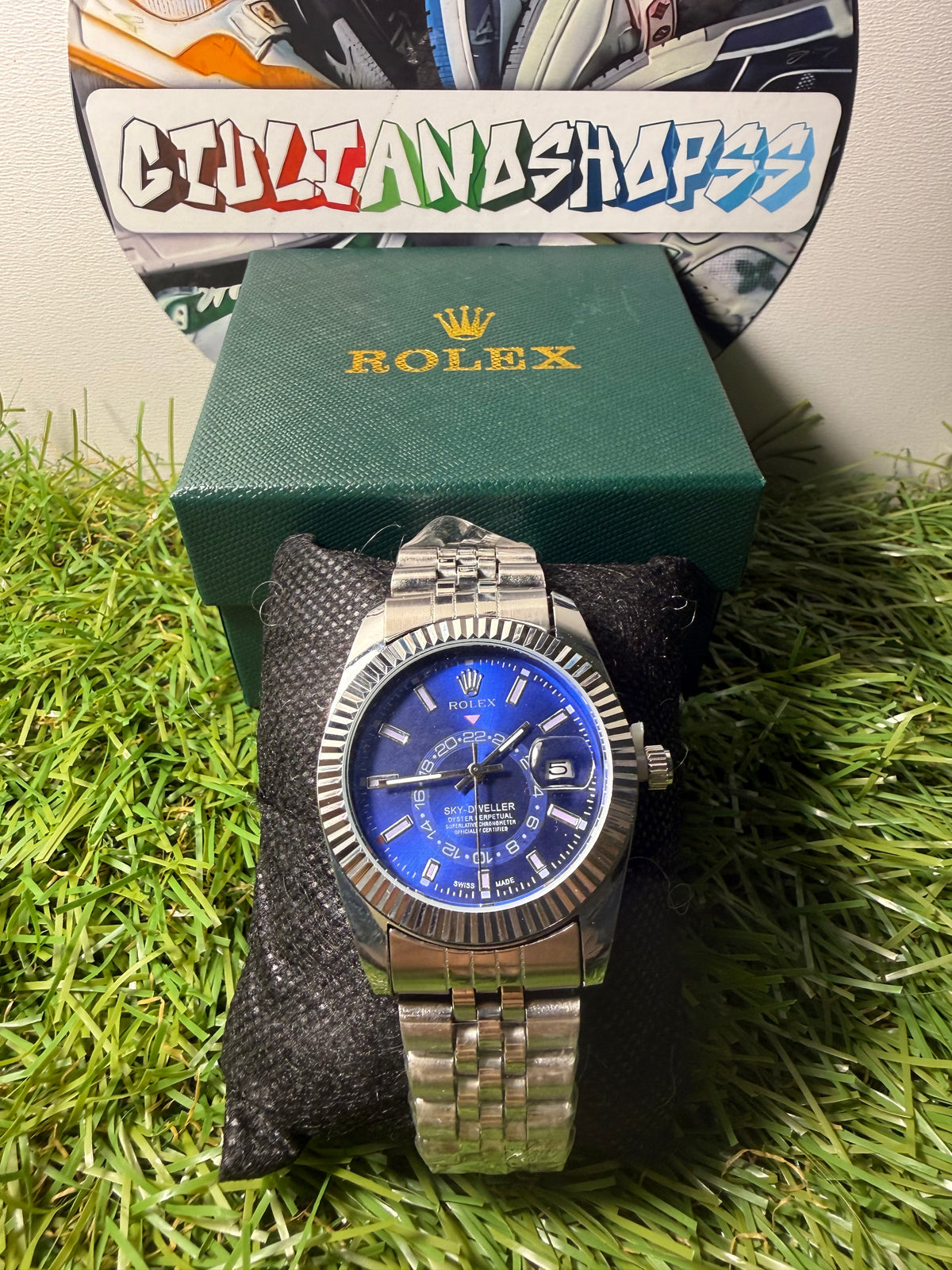 Rolex Oyster Perpetual Datejust Argento Quadrante Blu Linee Qualità Standard