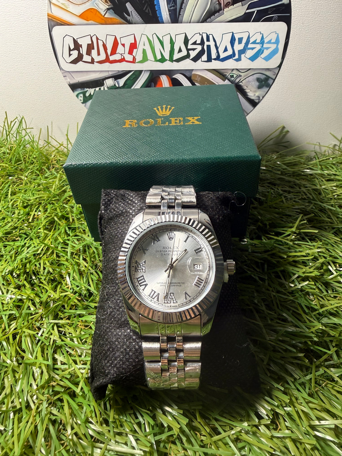 Rolex Oyster Perpetual Datejust Argento Quadrante Argento Numeri Romani Qualità Standard