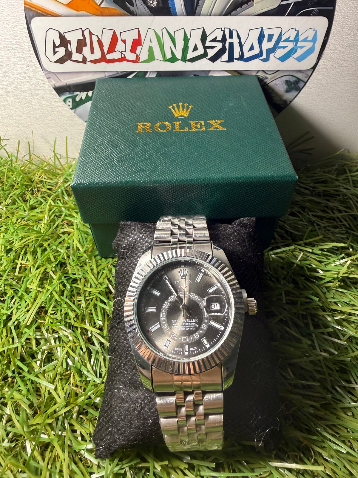 Rolex Oyster Perpetual Datejust Argento Quadrante Nero Linee Qualità Standard