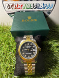 Rolex Oyster Perpetual Datejust Two Tone Quadrante Nero Brillantini Qualità Standard