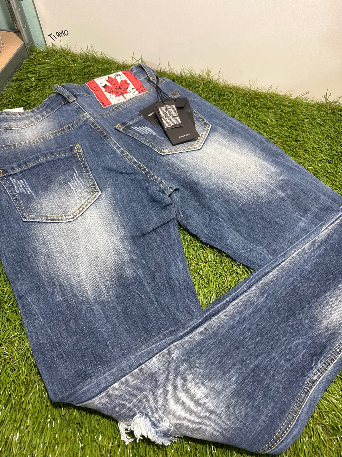 Jeans Dsquared2 Blue Scritta Centrale Rossa