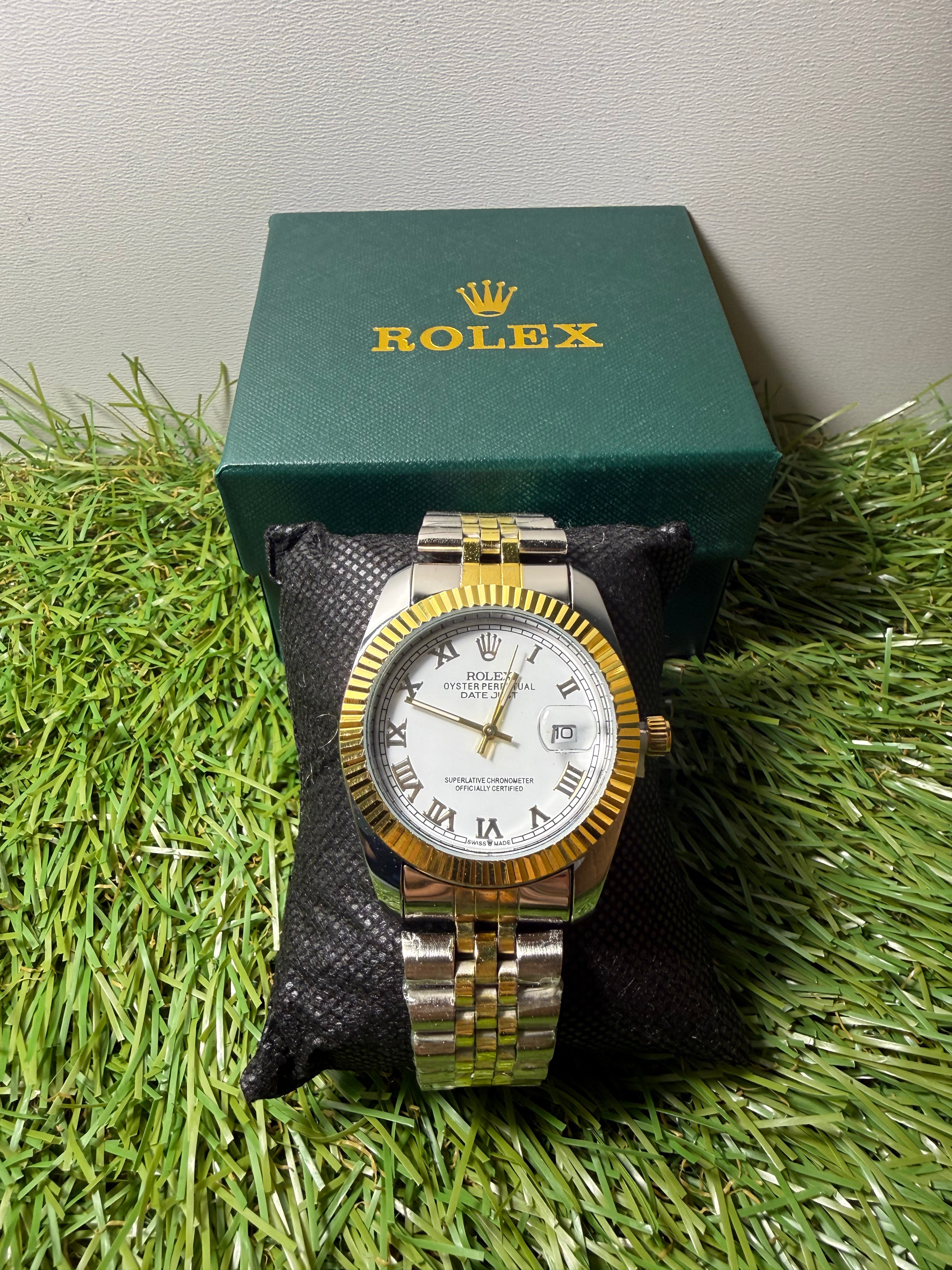 Rolex Oyster Perpetual Datejust Two Tone Quadrante Bianco Numero Romani Qualità Standard