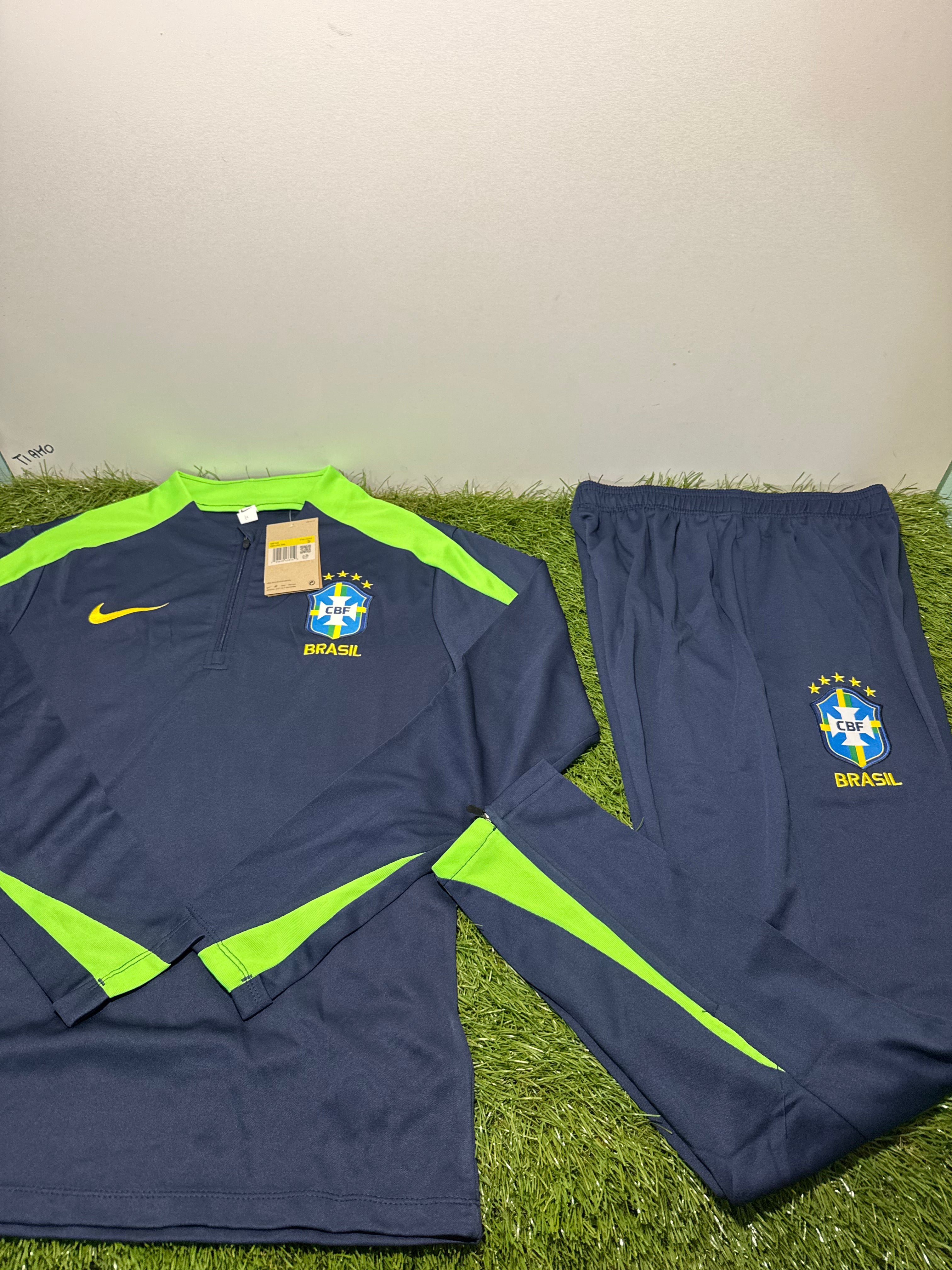 Tuta Calcio Brasile Blu Scuro/Verde