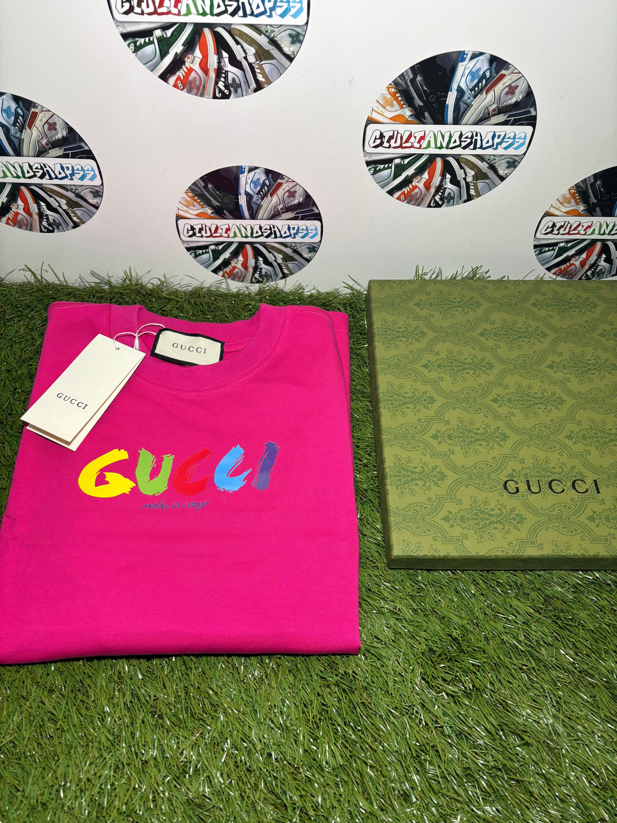 Gucci T-shirt Fucsia Logo Pennellate