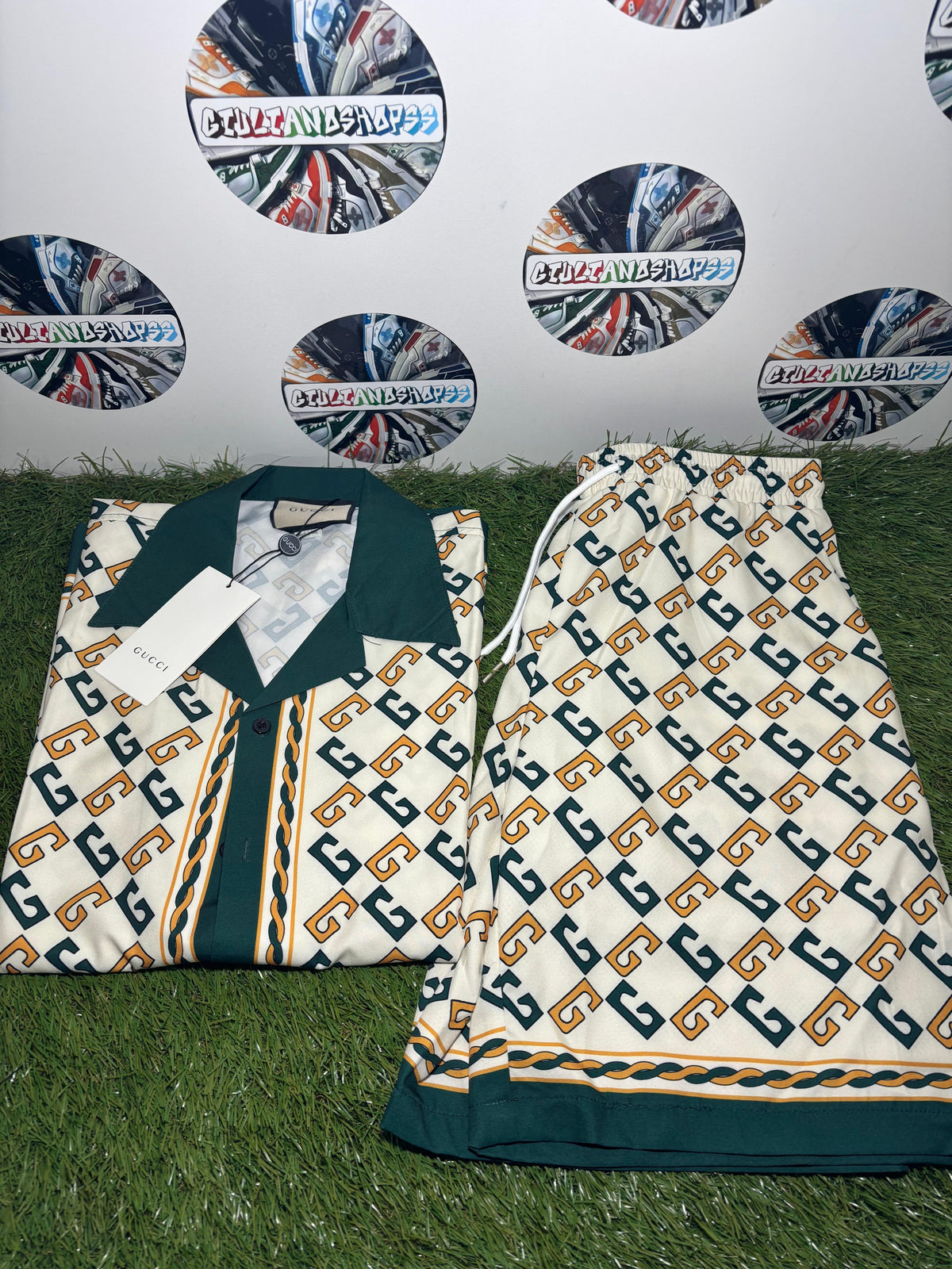 Gucci Completo Bianco Verde Monogram